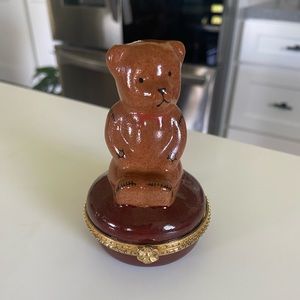 Silvestri teddy bear latched trinket box